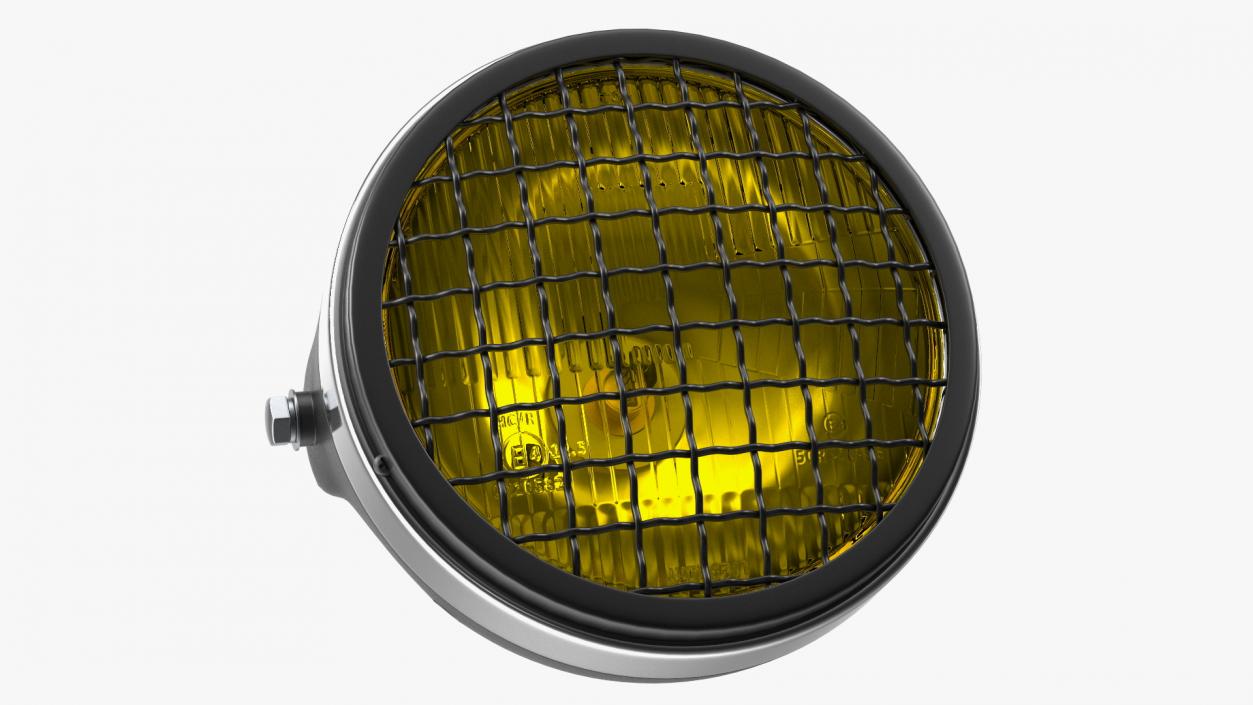 3D model Motorcycle Headlight Yellow with Mesh Grill 2