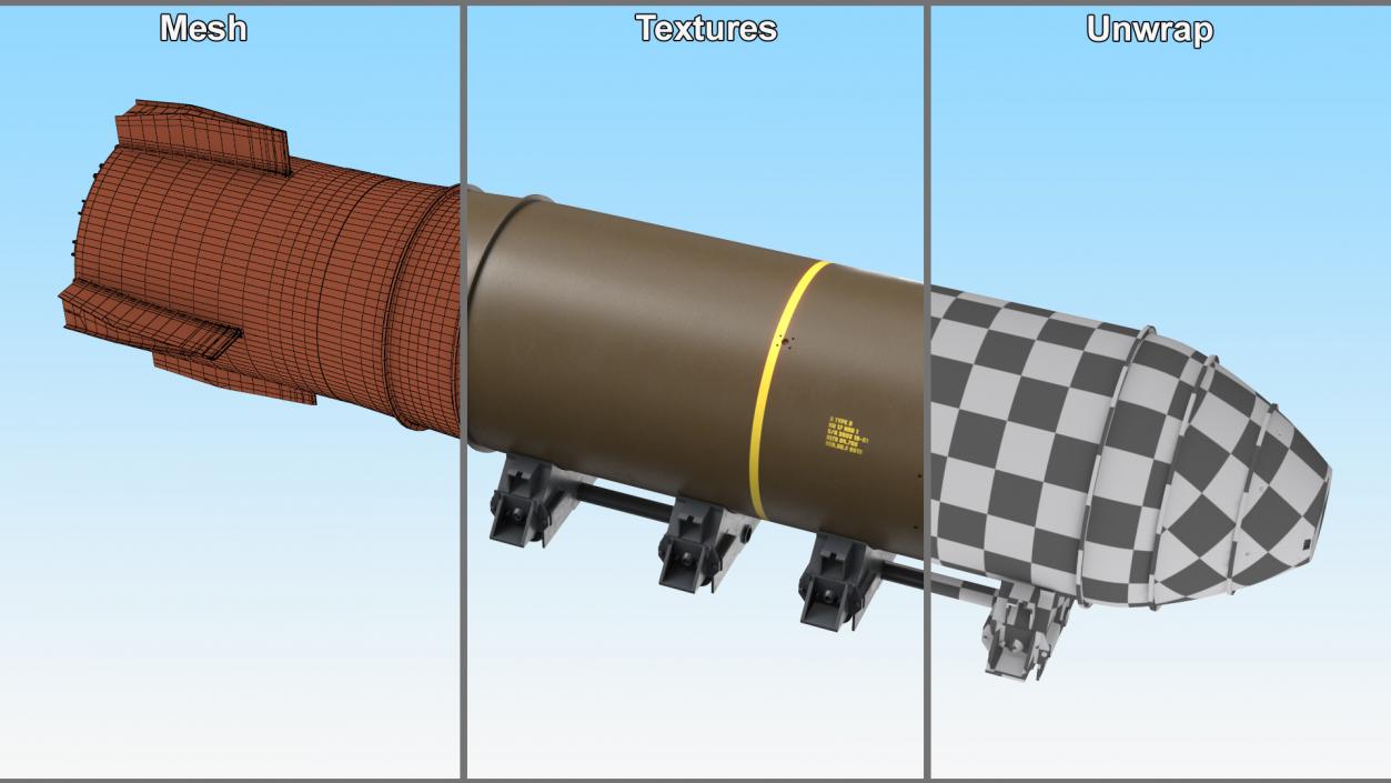 MK-17 Thermonuclear Bomb in Shipping Trolley 3D model