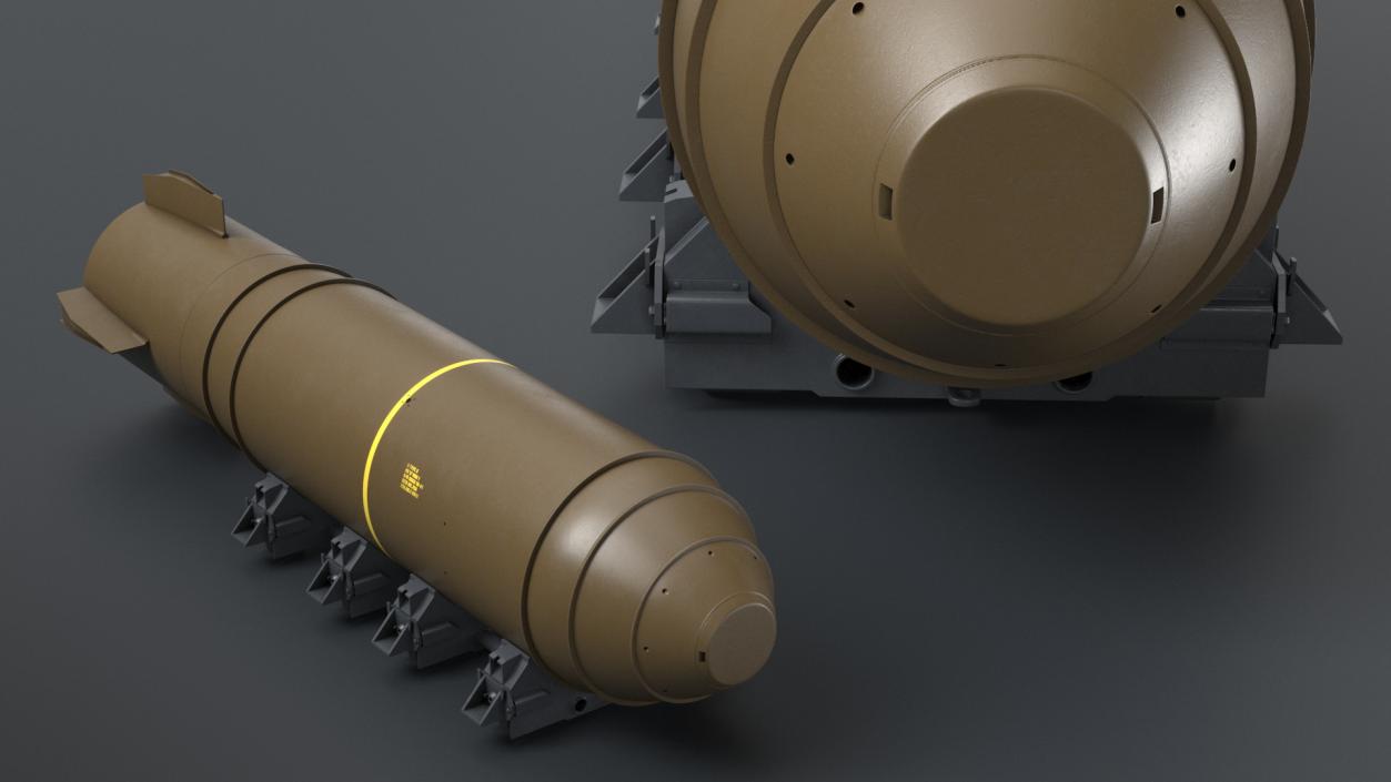 MK-17 Thermonuclear Bomb in Shipping Trolley 3D model