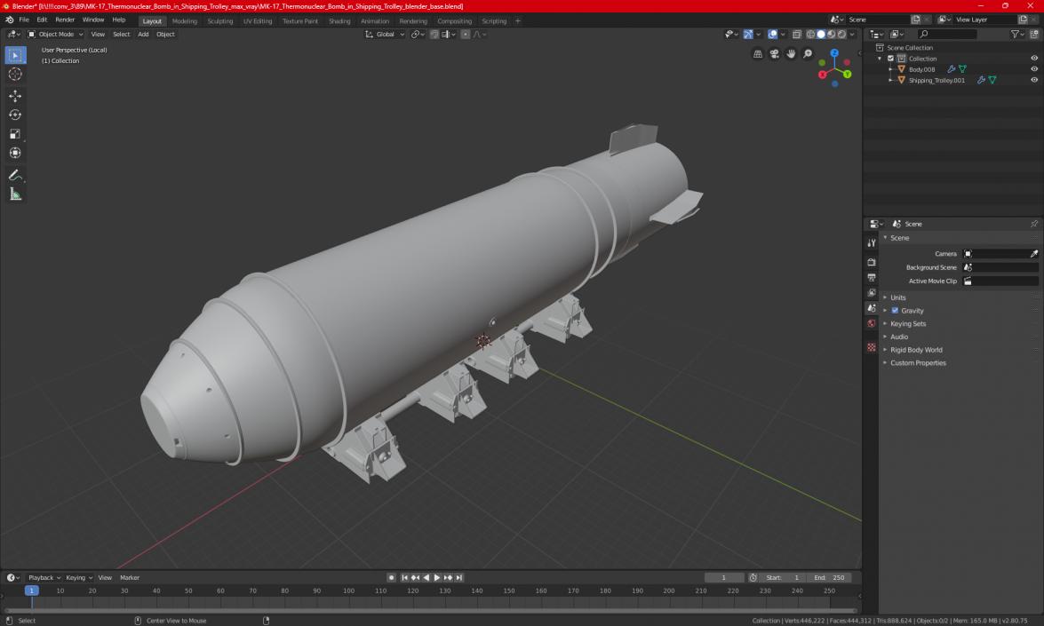 MK-17 Thermonuclear Bomb in Shipping Trolley 3D model