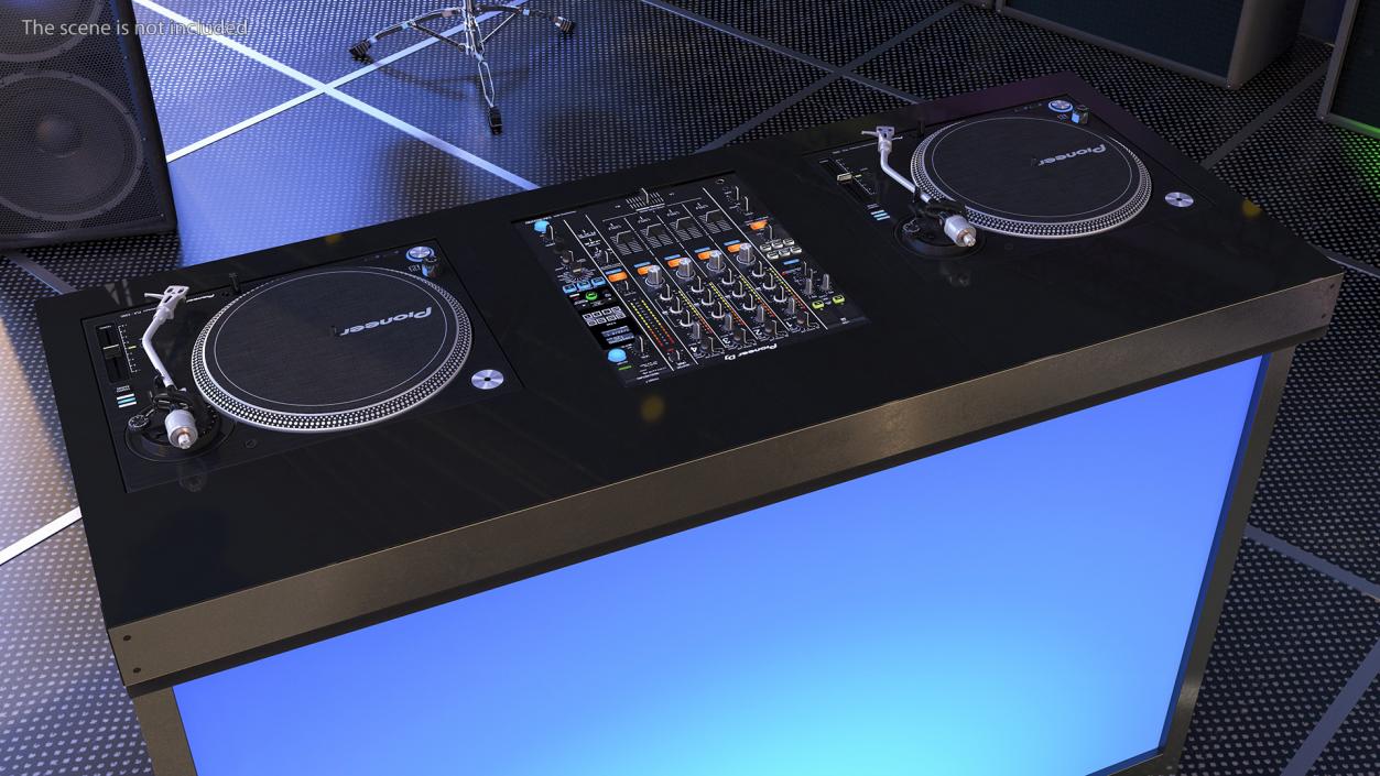 3D DJ Console with Mixer and Blue Illumination model