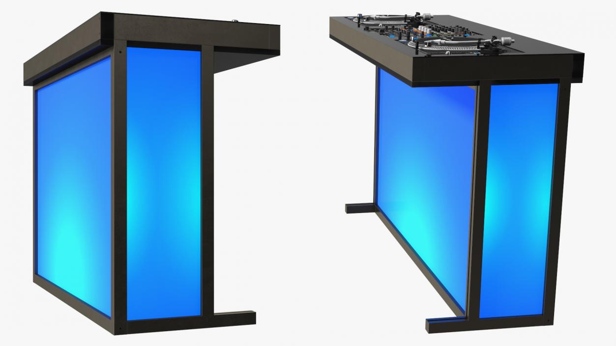 3D DJ Console with Mixer and Blue Illumination model