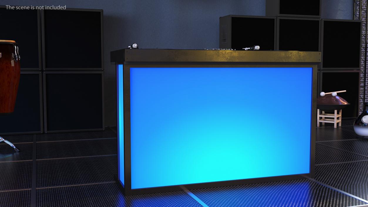 3D DJ Console with Mixer and Blue Illumination model