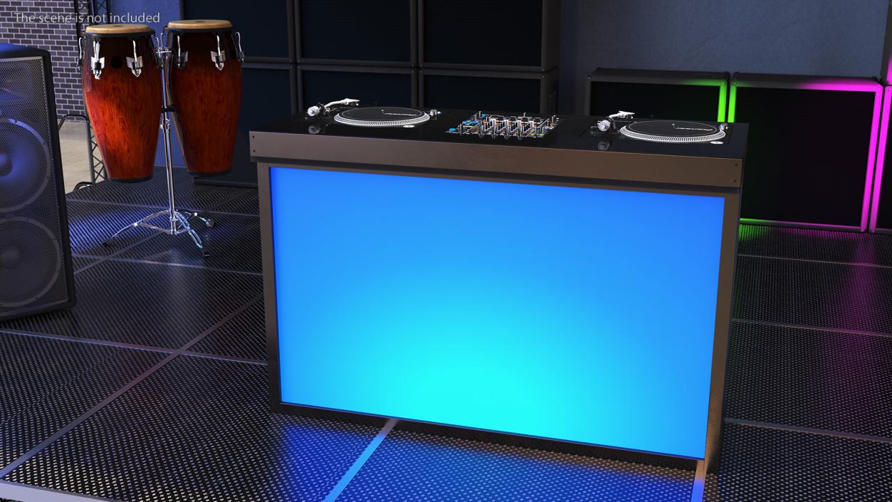 3D DJ Console with Mixer and Blue Illumination model