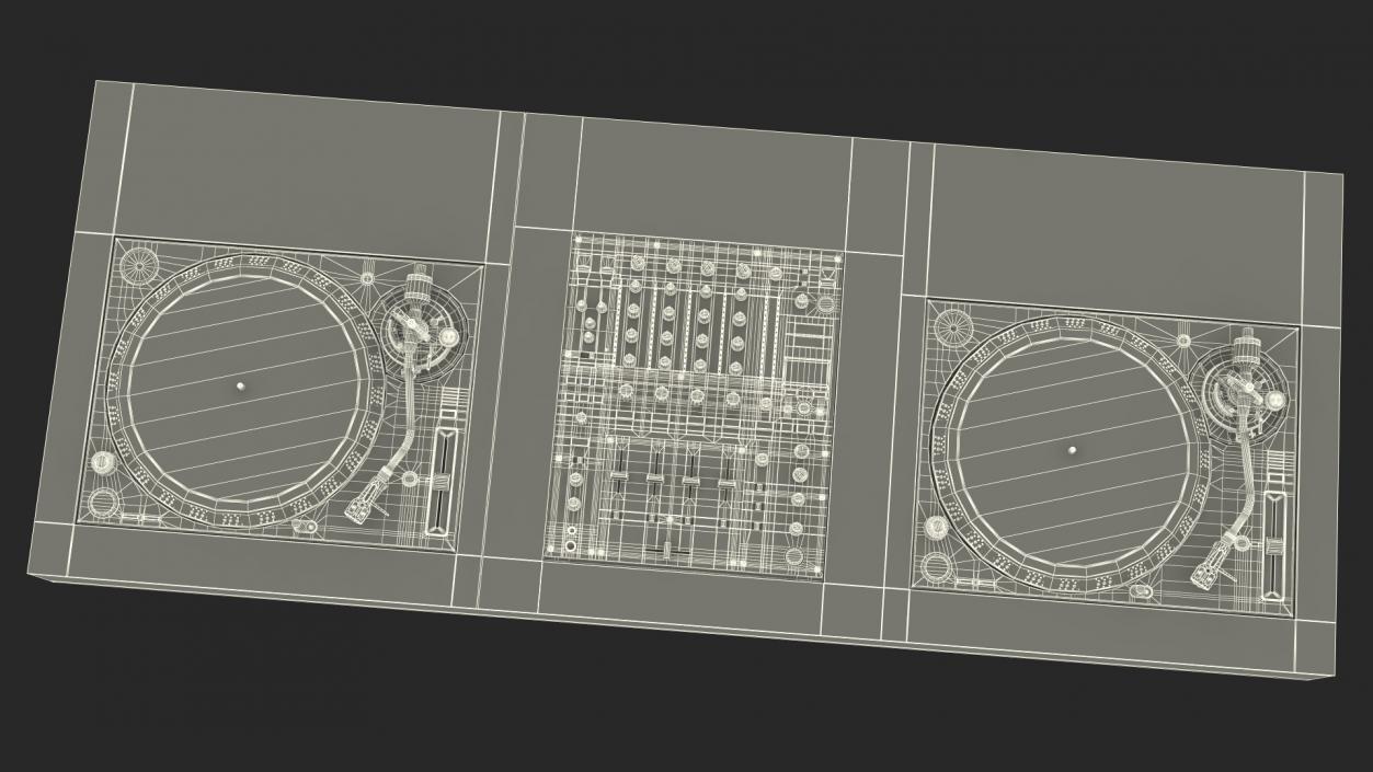 3D DJ Console with Mixer and Blue Illumination model