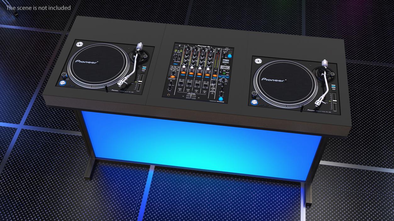 3D DJ Console with Mixer and Blue Illumination model