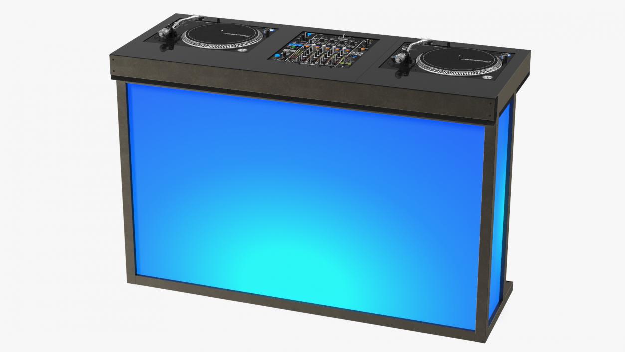 3D DJ Console with Mixer and Blue Illumination model