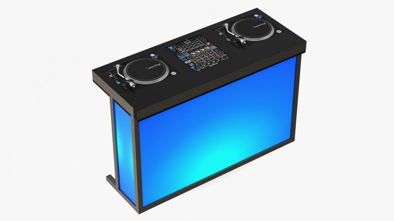 3D DJ Console with Mixer and Blue Illumination model