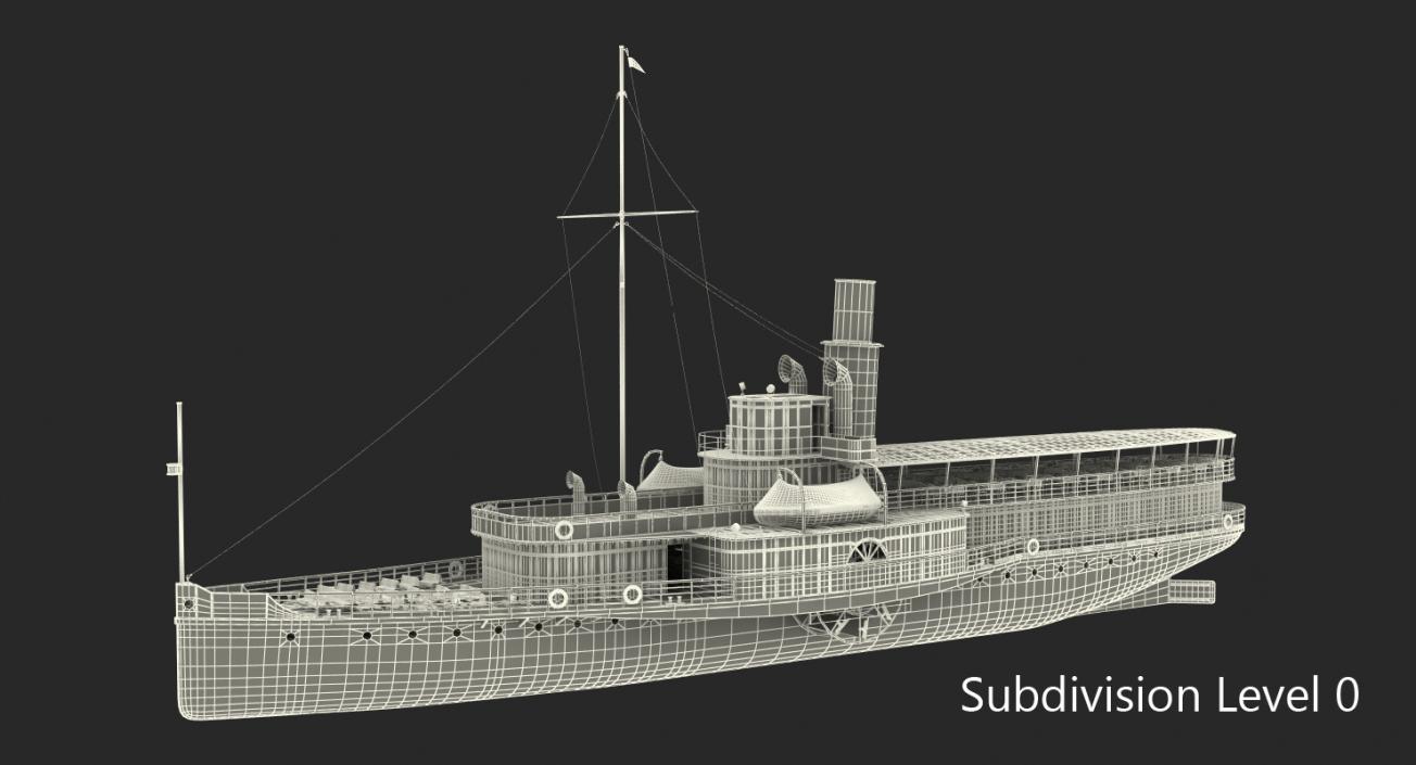 3D Steam Paddle Ship Stadt Rapperswil Rigged