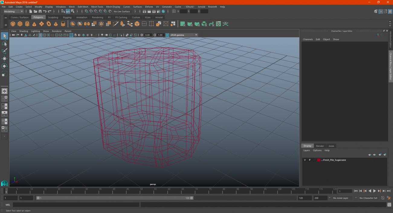 3D Fresh Peeled Sugarcane Piece model