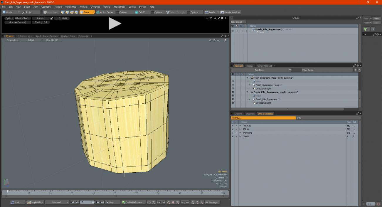 3D Fresh Peeled Sugarcane Piece model