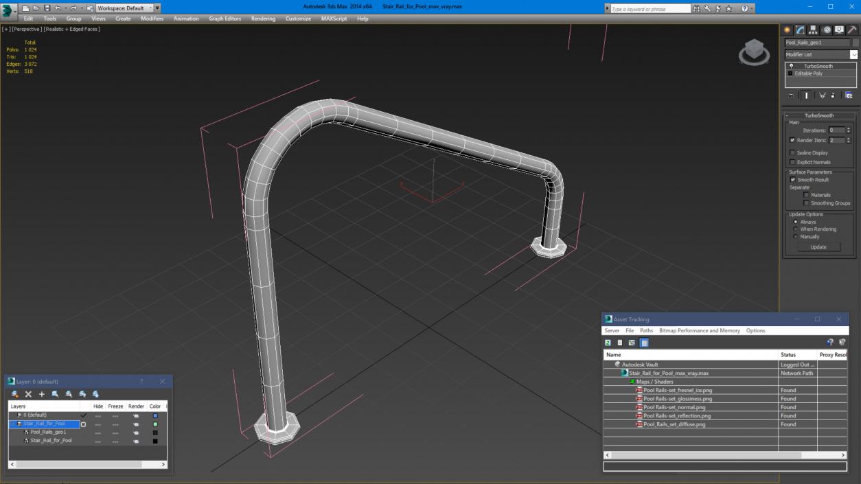 Stair Rail for Pool 3D model