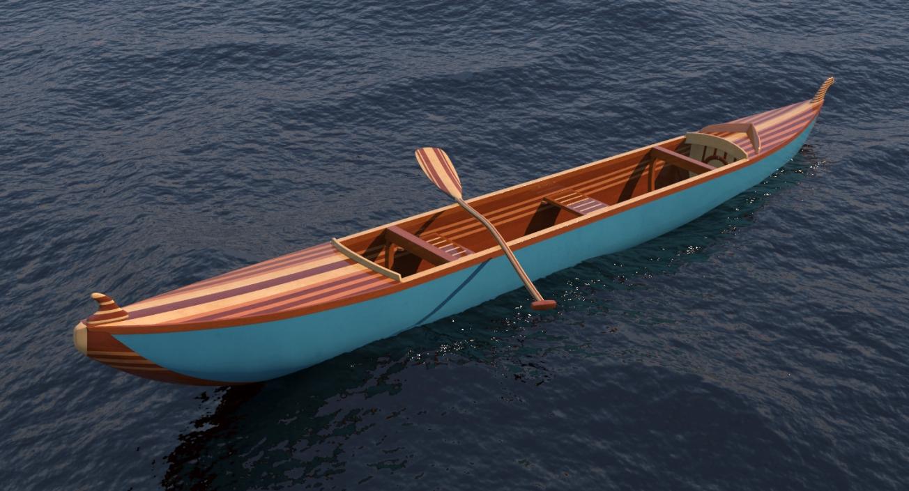 Canoe with Paddle 3D