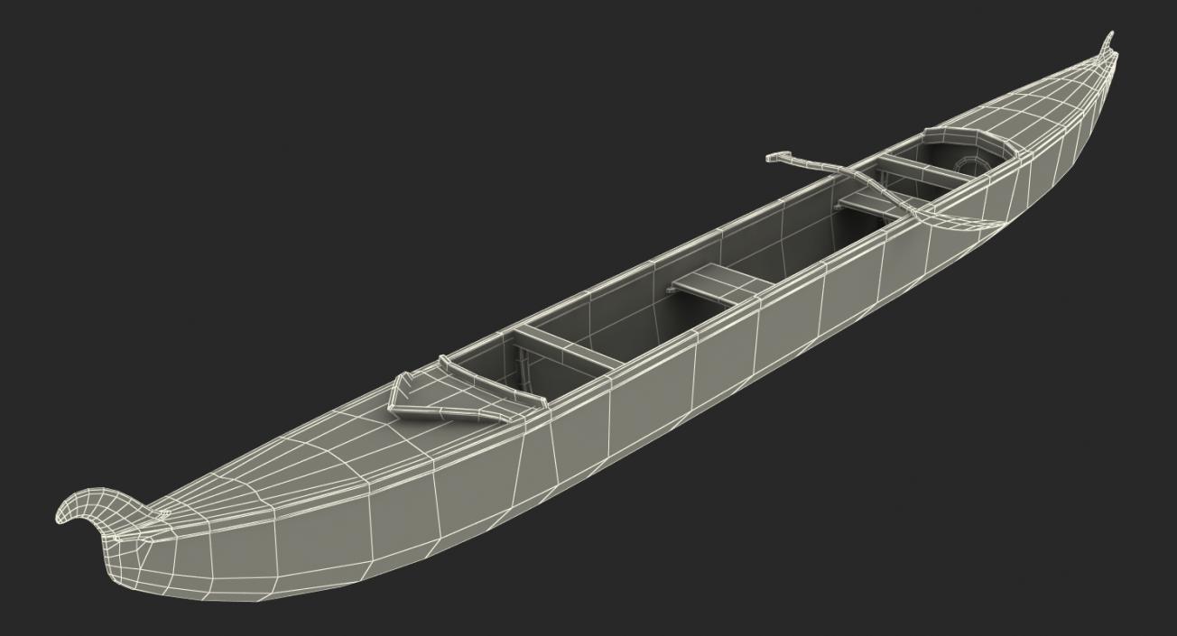 Canoe with Paddle 3D