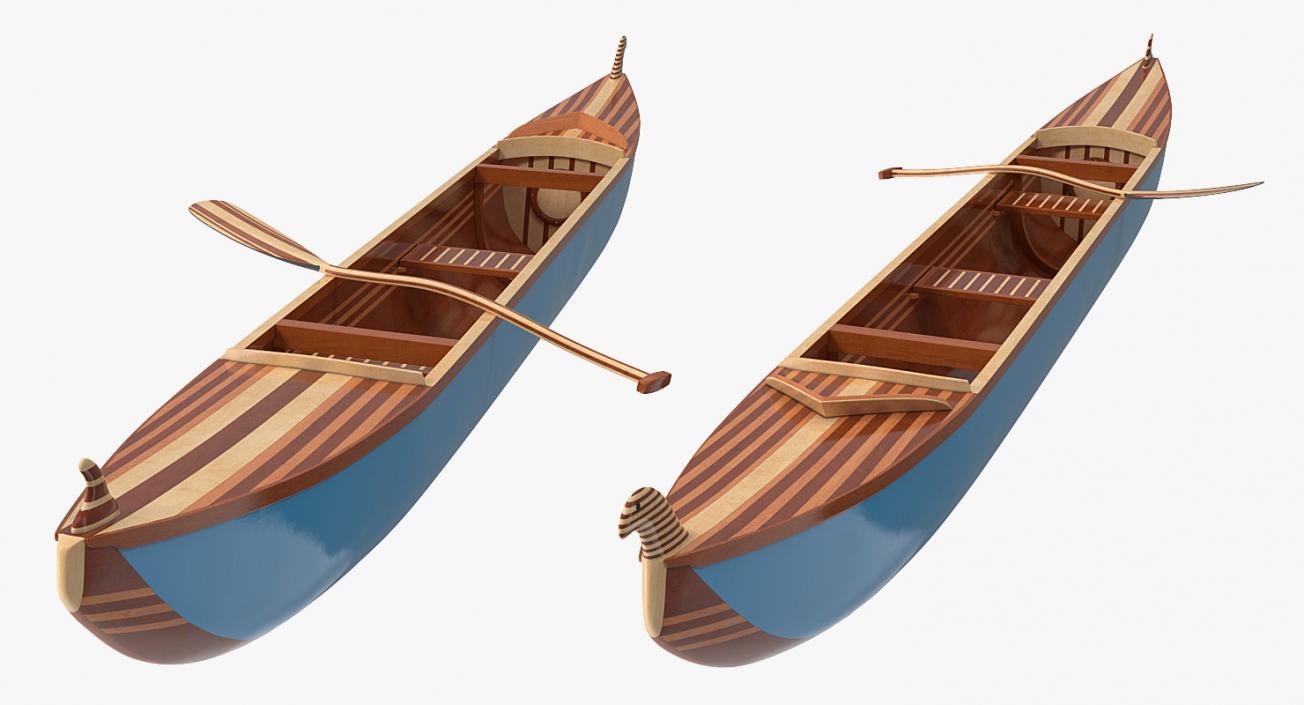 Canoe with Paddle 3D