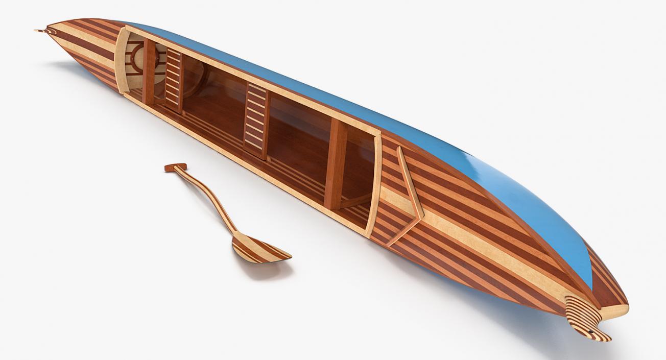 Canoe with Paddle 3D