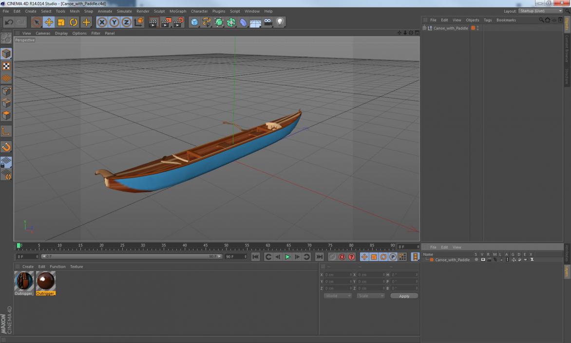 Canoe with Paddle 3D