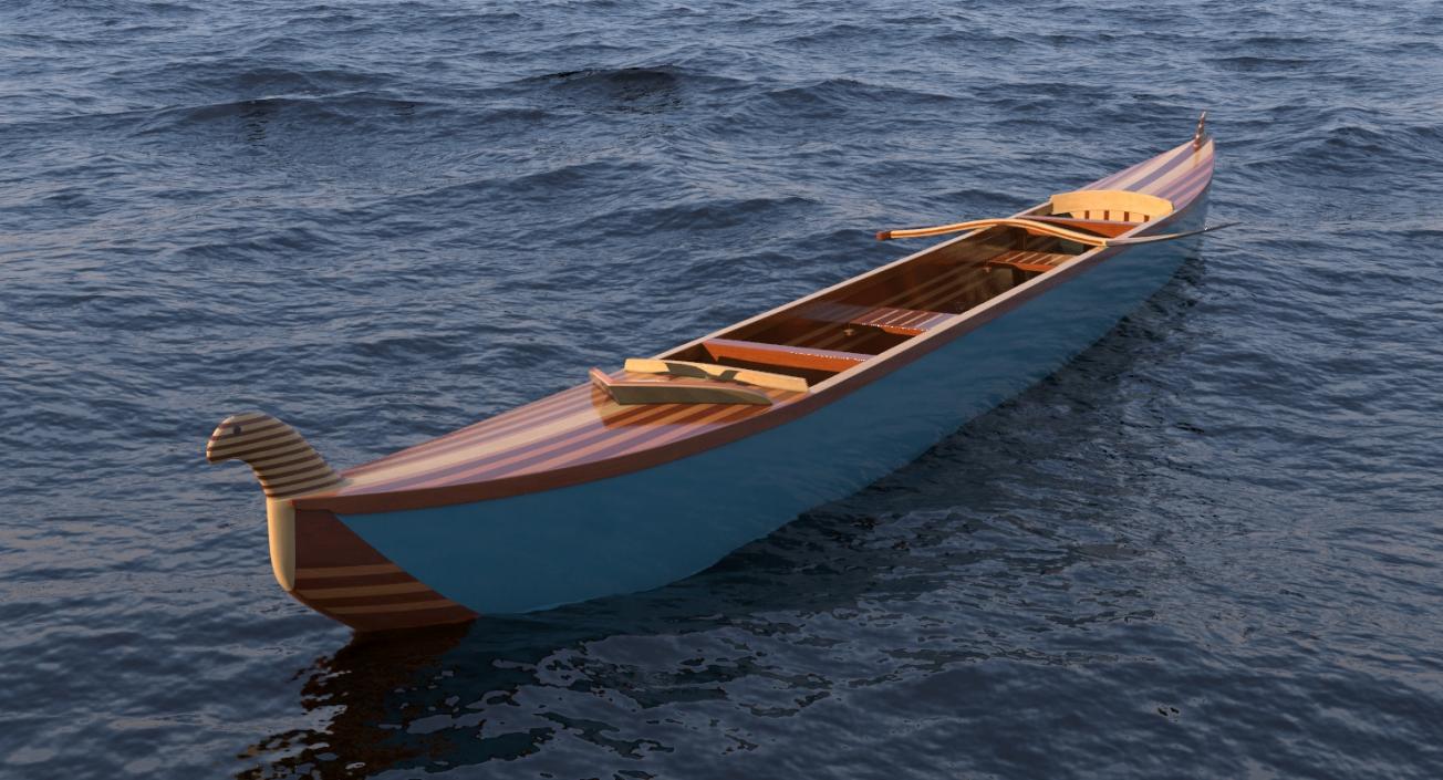 Canoe with Paddle 3D