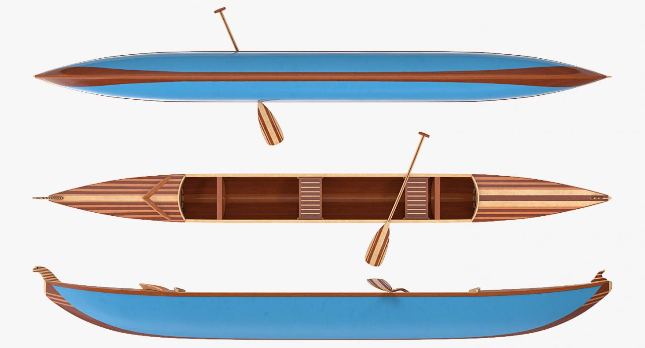 Canoe with Paddle 3D