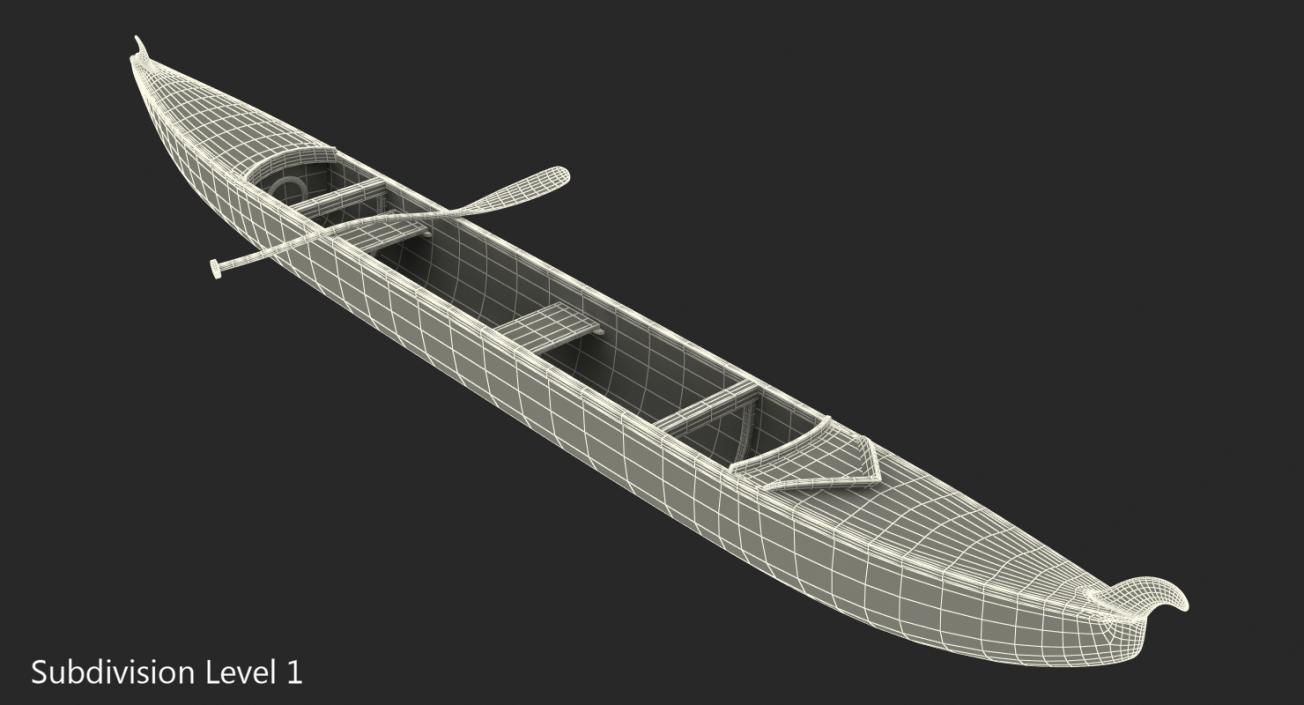 Canoe with Paddle 3D