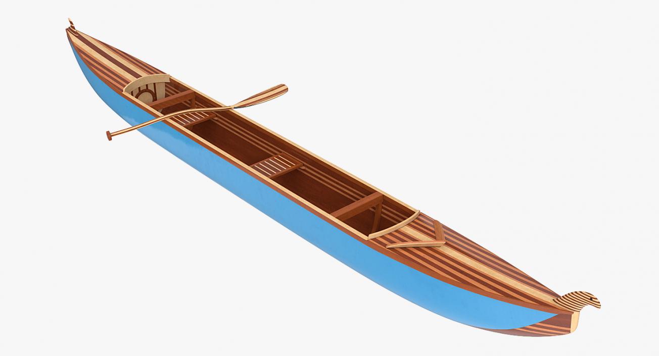 Canoe with Paddle 3D