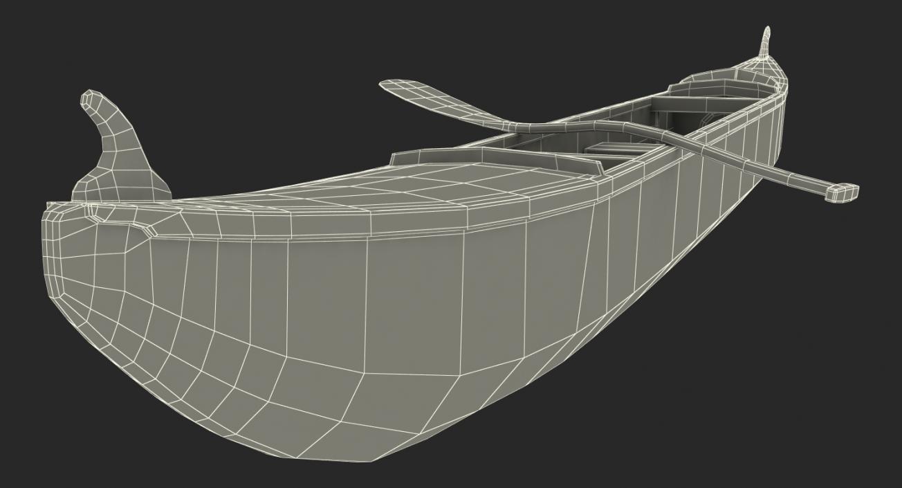 Canoe with Paddle 3D