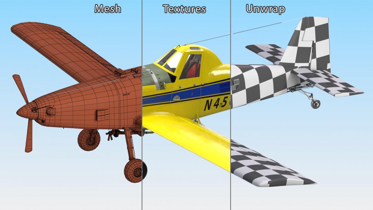 3D Air Tractor AT 502B Agricultural Aircraft Yellow model