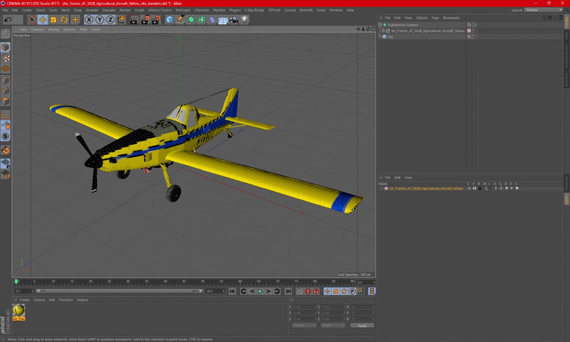 3D Air Tractor AT 502B Agricultural Aircraft Yellow model