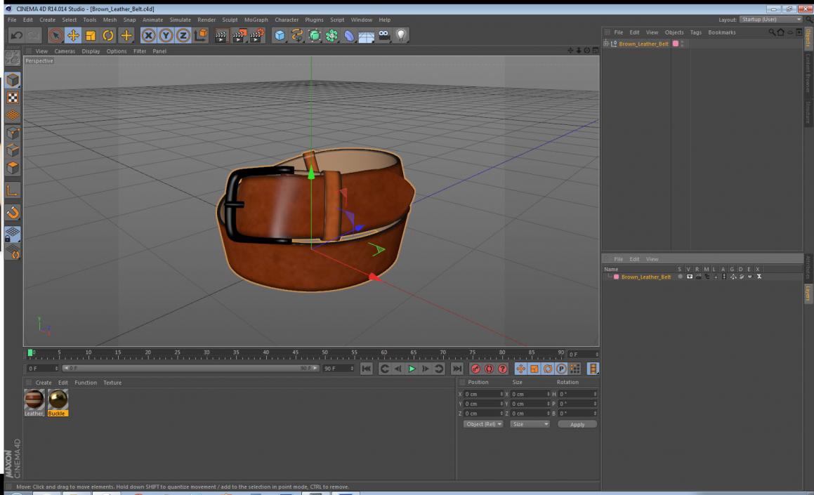 3D Brown Leather Belt model