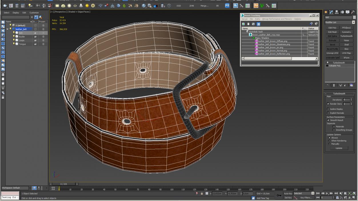 3D Brown Leather Belt model