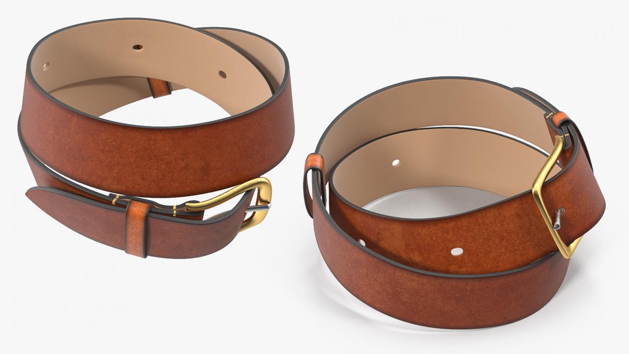 3D Brown Leather Belt model