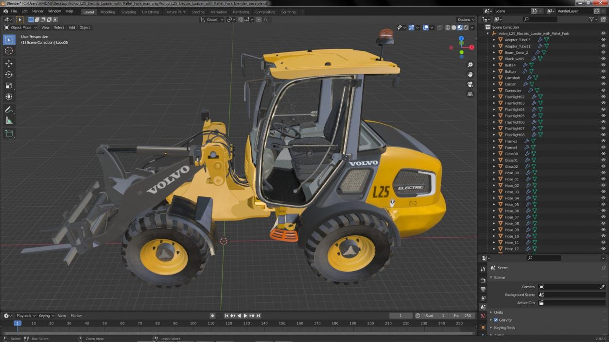 Volvo L25 Electric Loader with Pallet Fork 3D