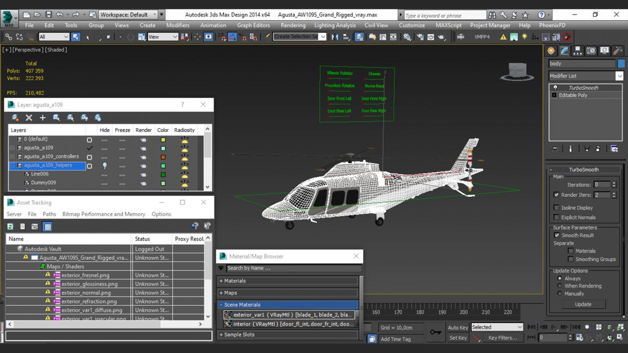 3D Agusta AW109S Grand Rigged