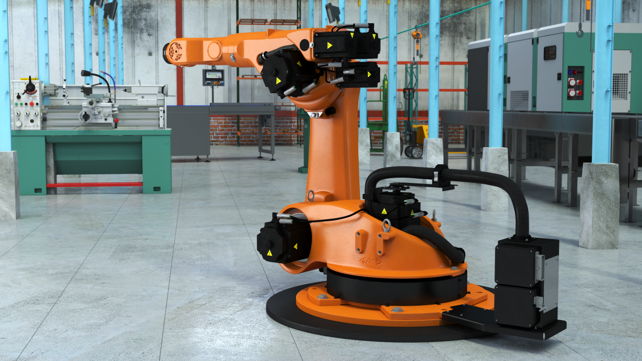 Industrial Robot Arm Kuka KR 60-4 on Stand 3D