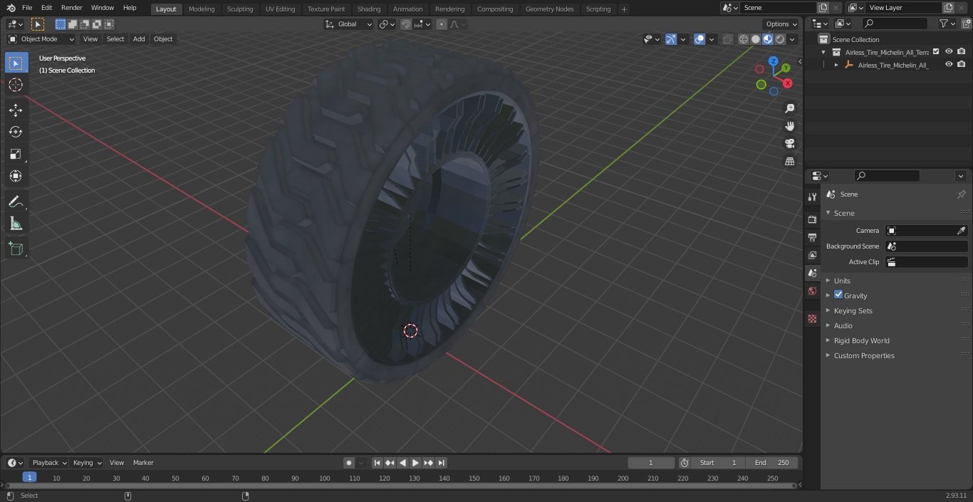 3D Airless Tire Michelin All Terrain model