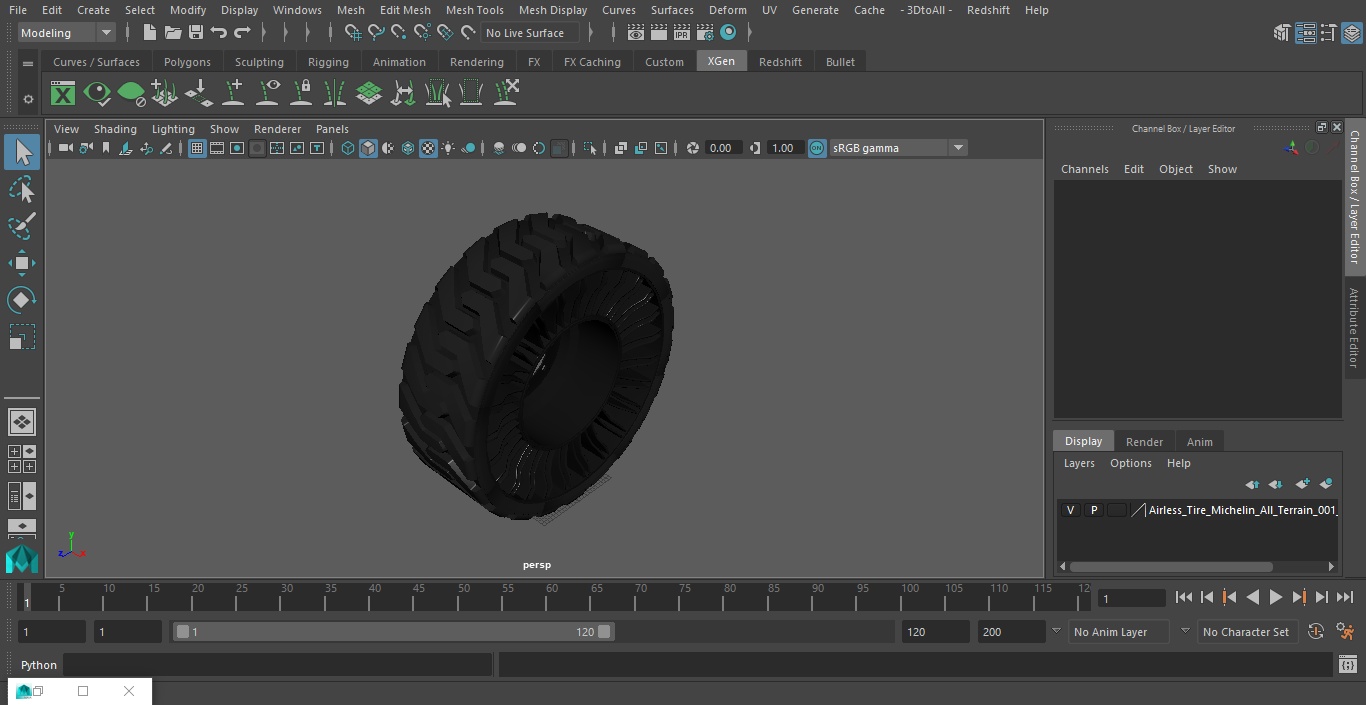 3D Airless Tire Michelin All Terrain model