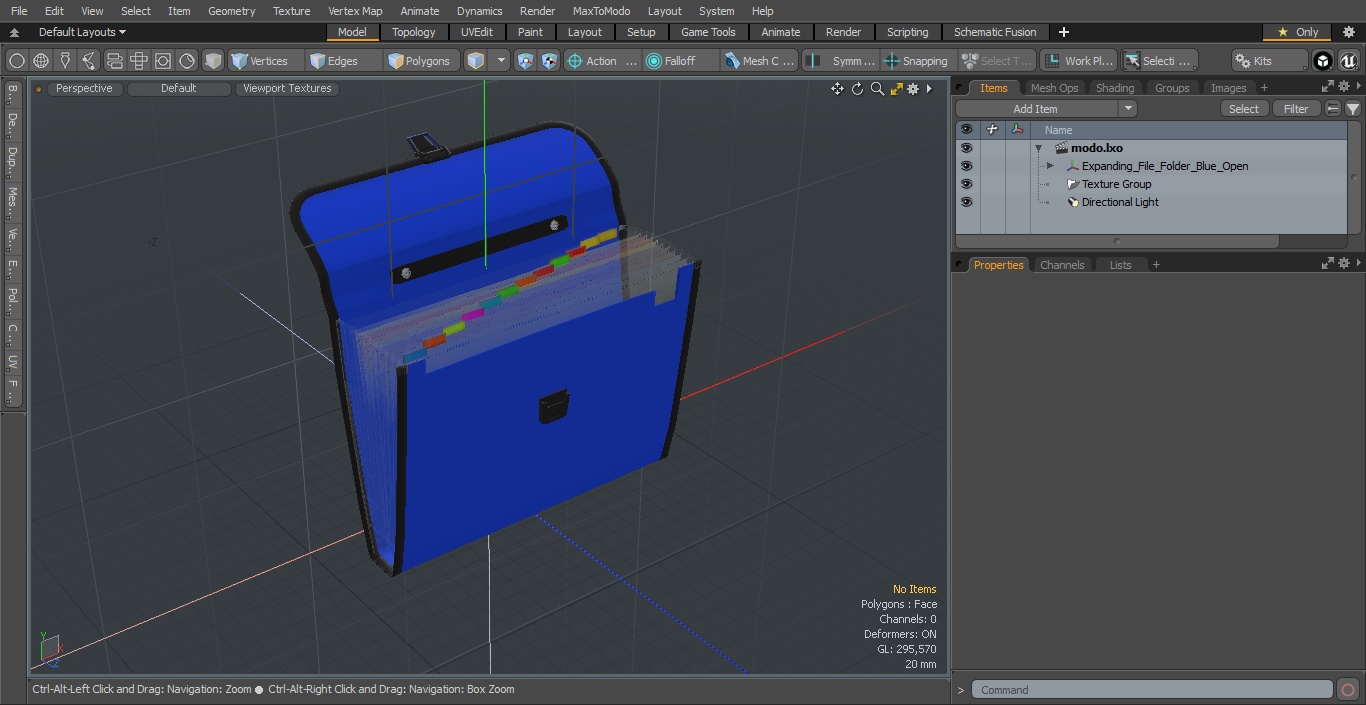 3D Expanding File Folder Blue Open