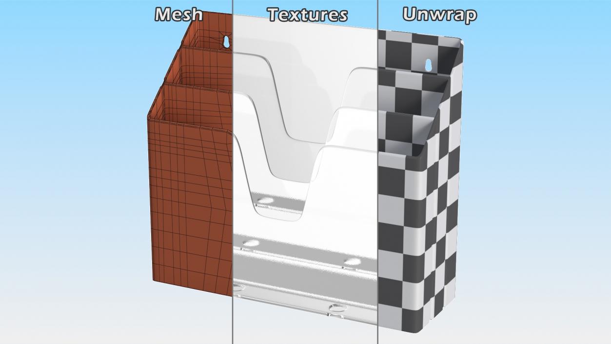 3D Horizontal Folder Organizer Triple File Transparent