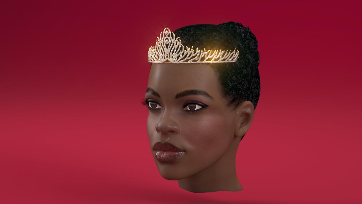 3D Afro American Woman Head with Diadem