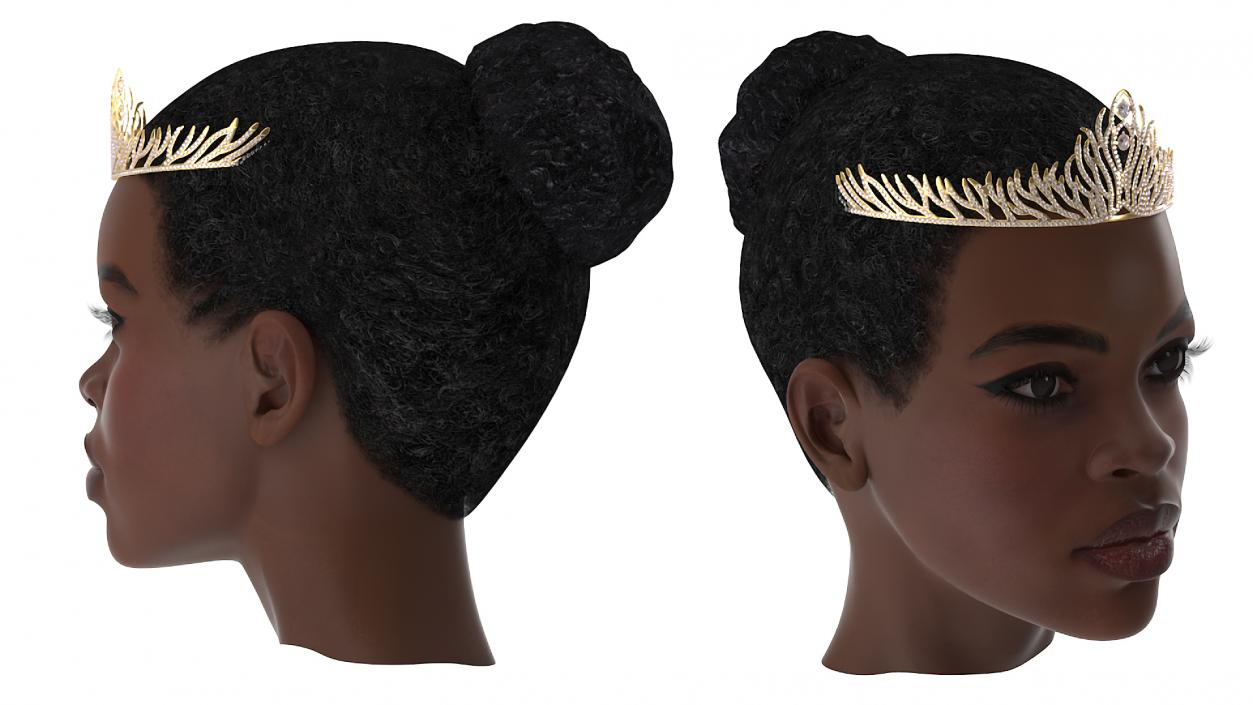 3D Afro American Woman Head with Diadem