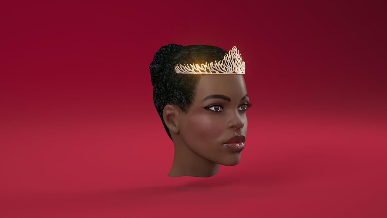 3D Afro American Woman Head with Diadem