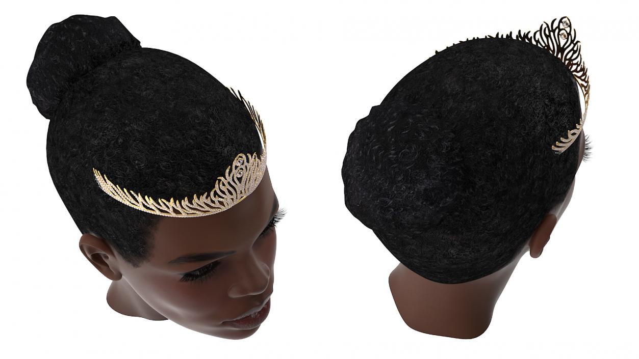 3D Afro American Woman Head with Diadem