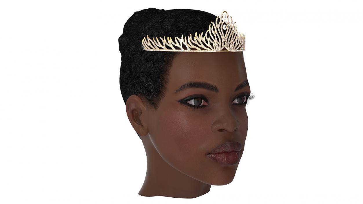 3D Afro American Woman Head with Diadem