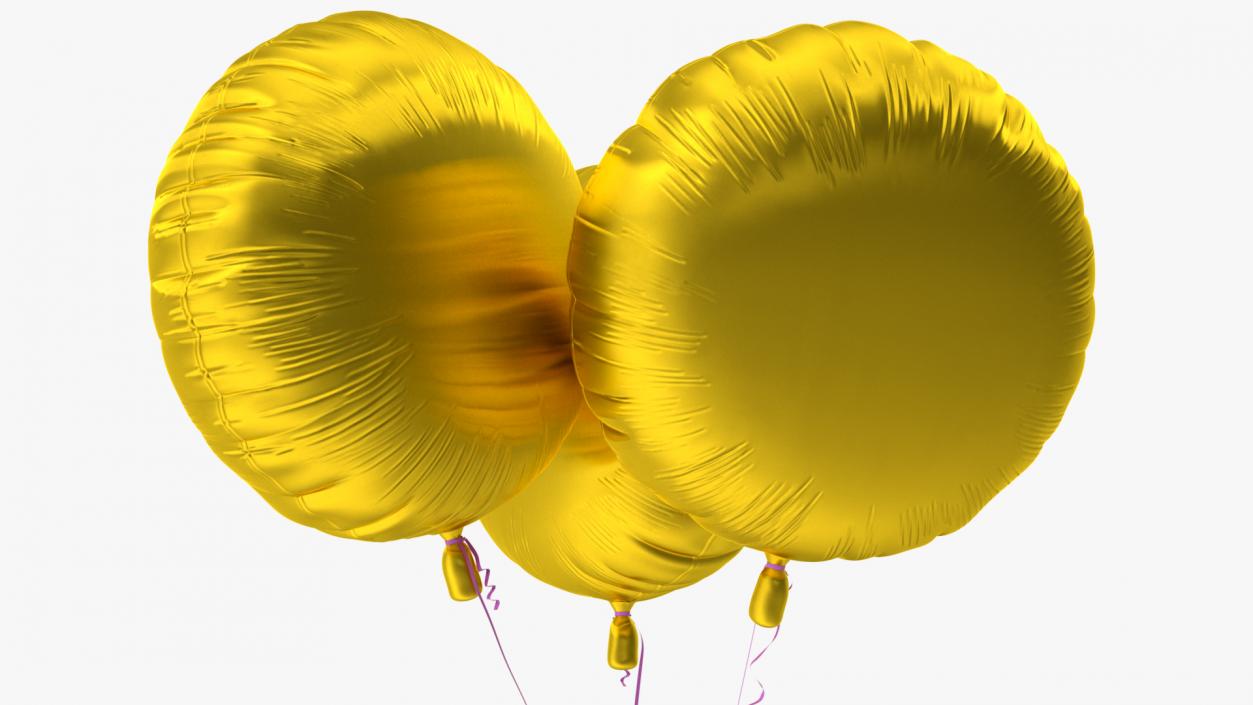 3D Three Helium Balloons Gold