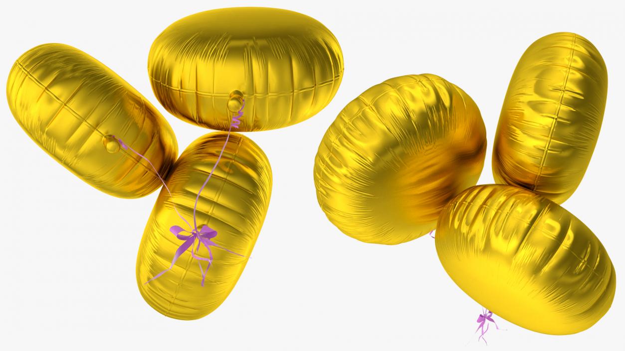 3D Three Helium Balloons Gold