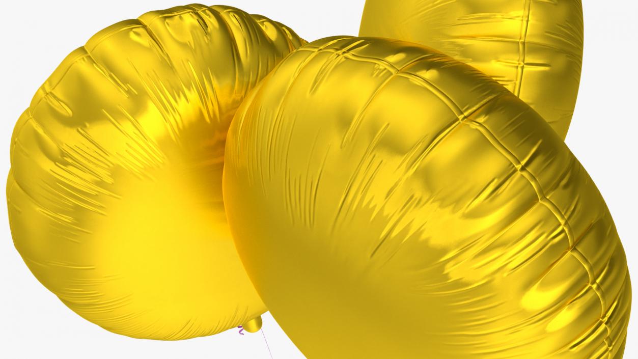 3D Three Helium Balloons Gold