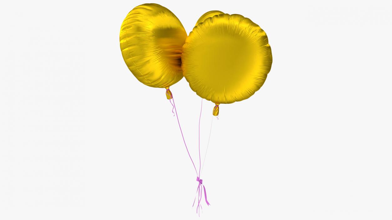 3D Three Helium Balloons Gold