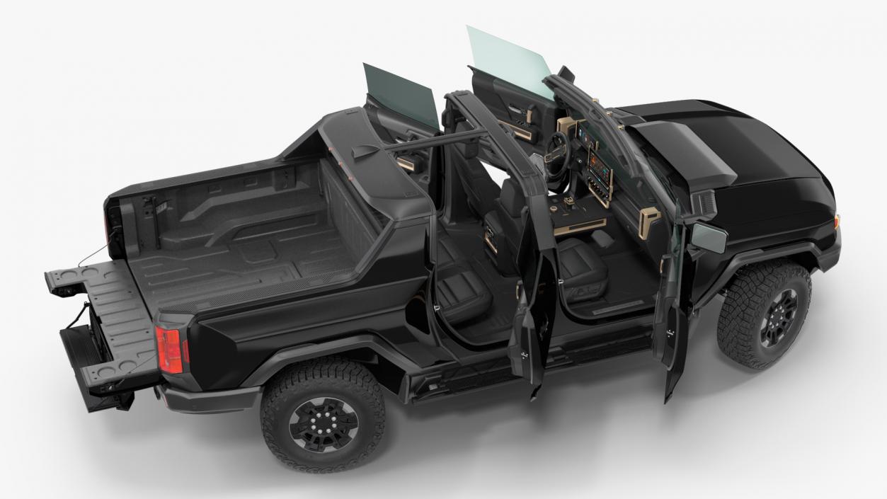 3D GMC Hummer EV Pickup Truck SUT Black Rigged model