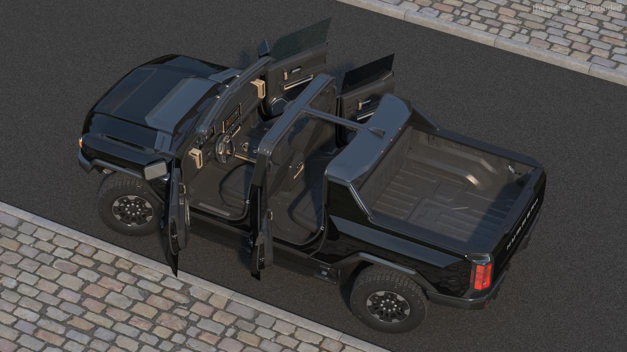 3D GMC Hummer EV Pickup Truck SUT Black Rigged model