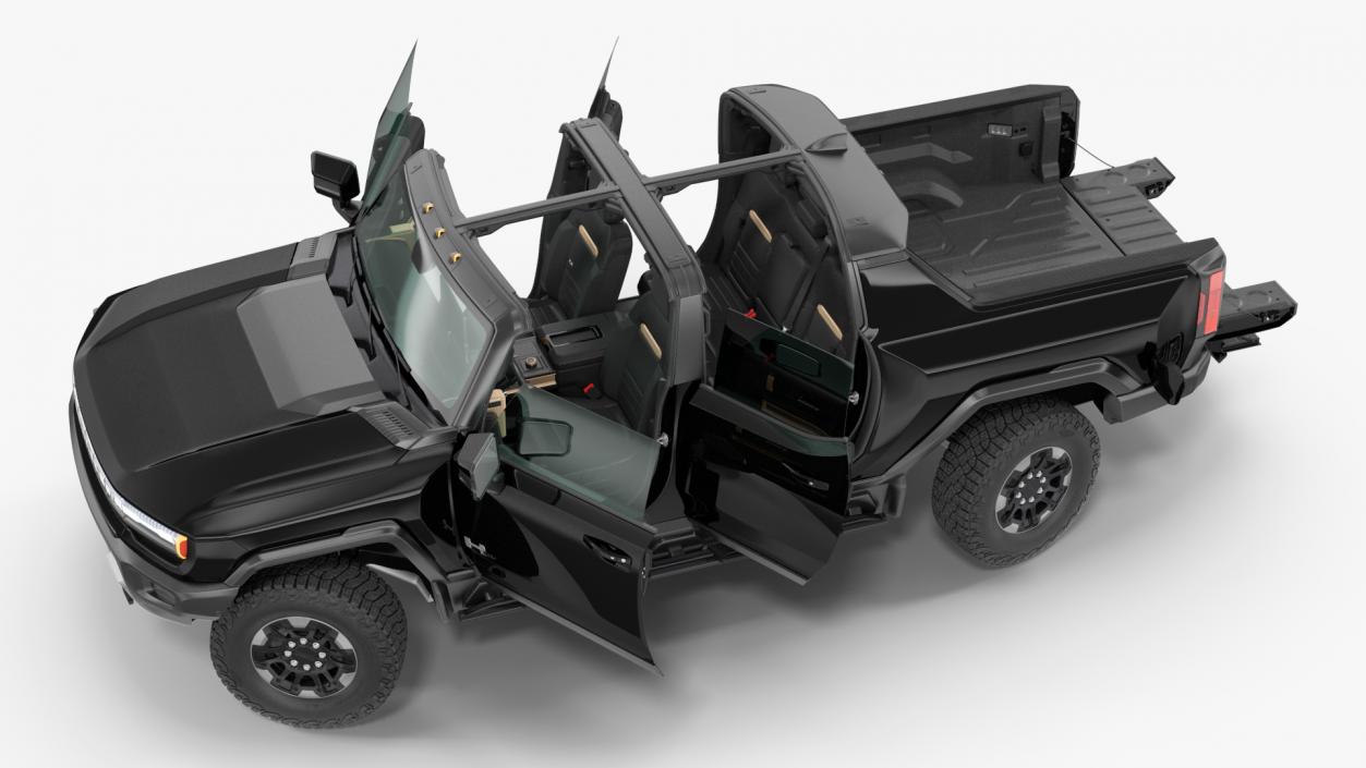 3D GMC Hummer EV Pickup Truck SUT Black Rigged model